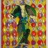 Leaf Green Dress, 2024, oil, acrylic, beads, resin, papers, fabrics, on canvas 45x60cm